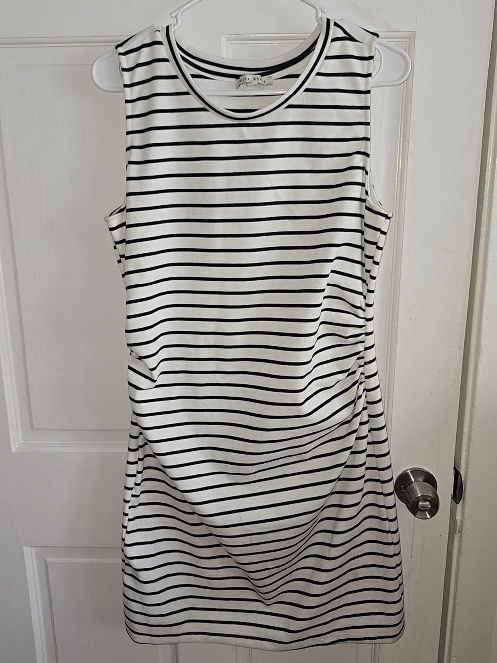 Haute Monde Black & White Striped Midi Dress